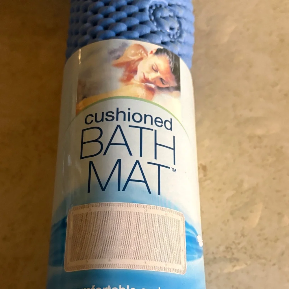 Blue Cushioned Bath Mat